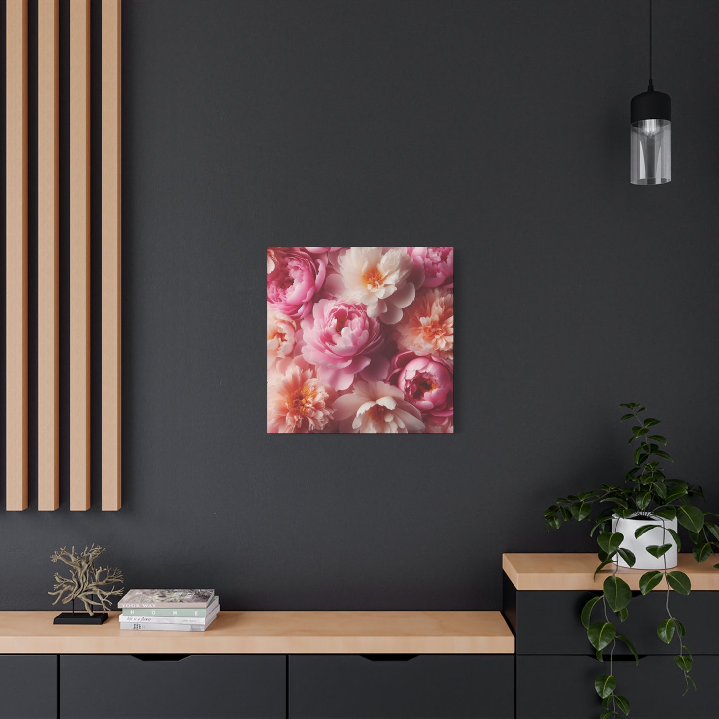 Peonies Classic Canvas - Black