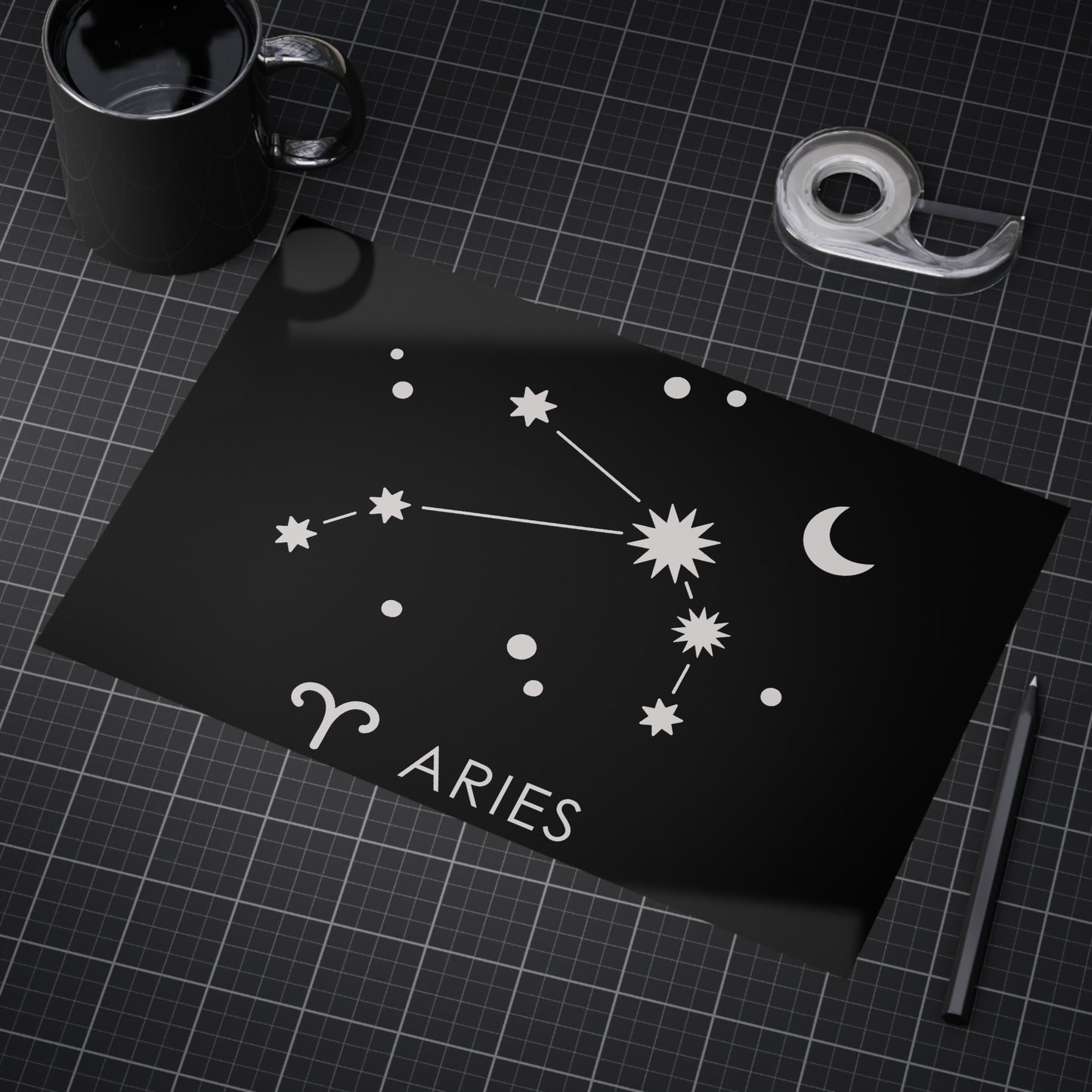 Aries Starmap Unframed Prints - black