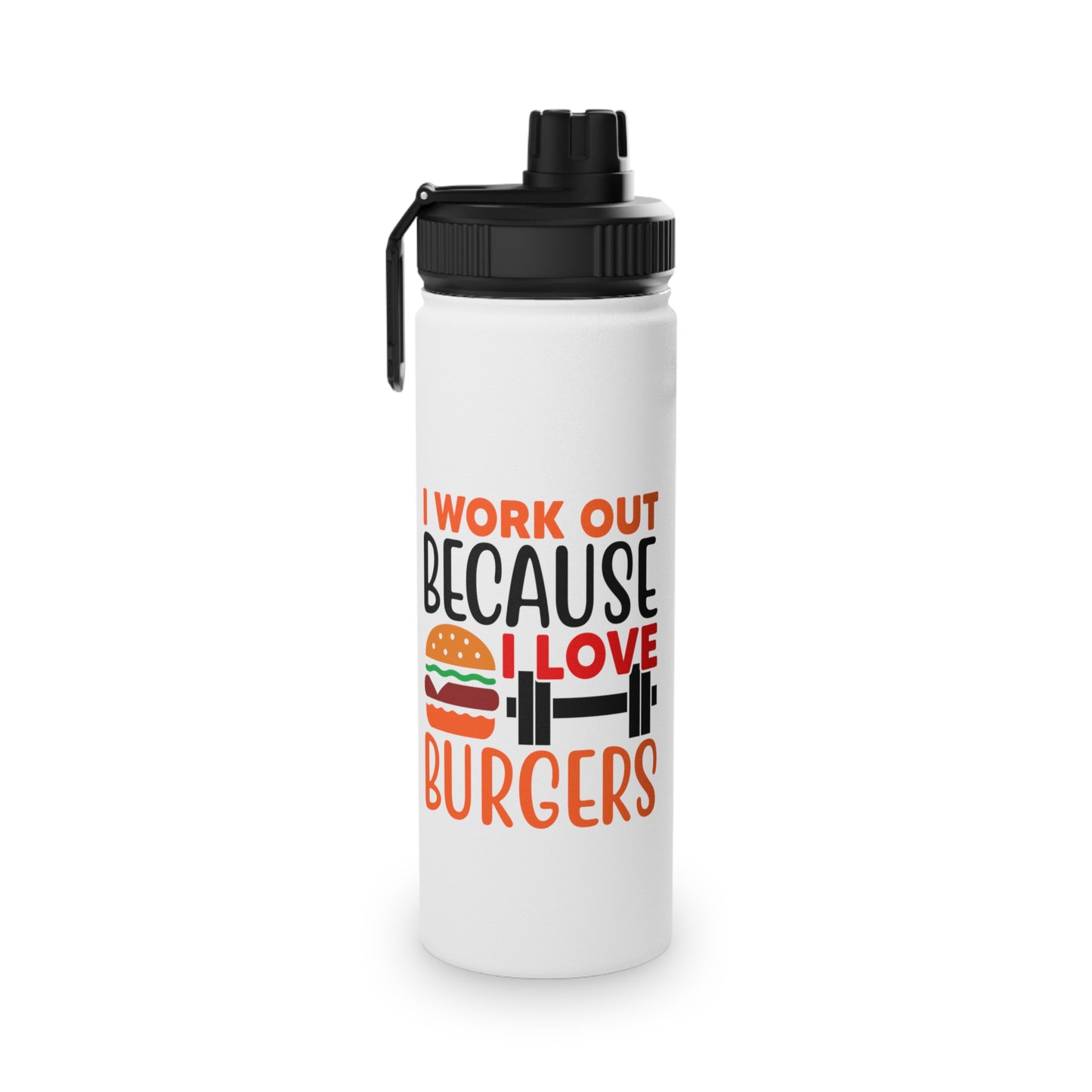 I Love Burgers Stainless Steel Sports Water Bottle - 3 sizes