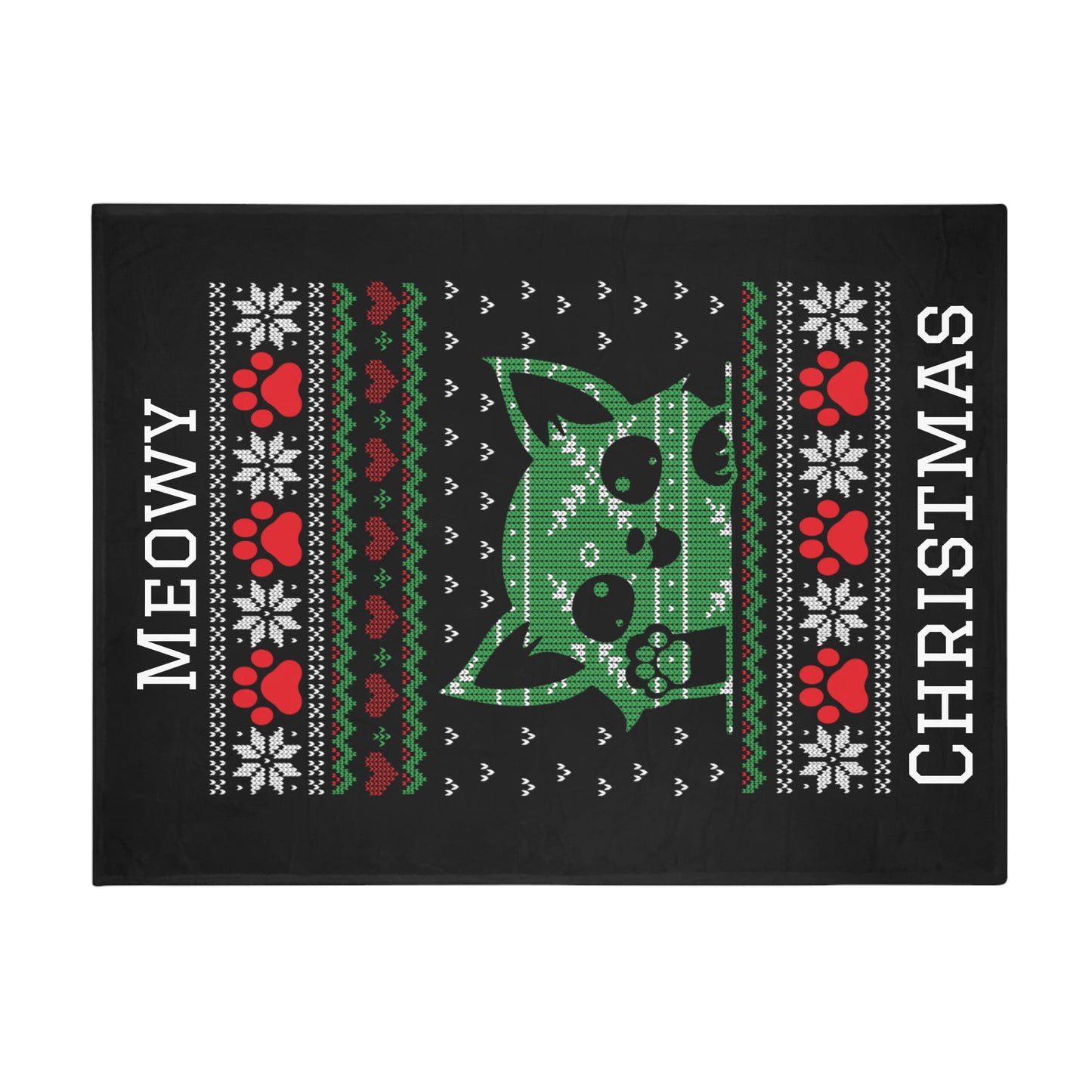 Ugly Christmas Sweater - Meowy Christmas Plush Fleece Blanket