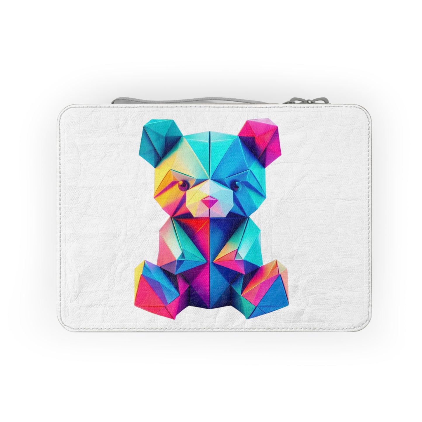 Origami Neon Teddy Paper Lunch Bag - white