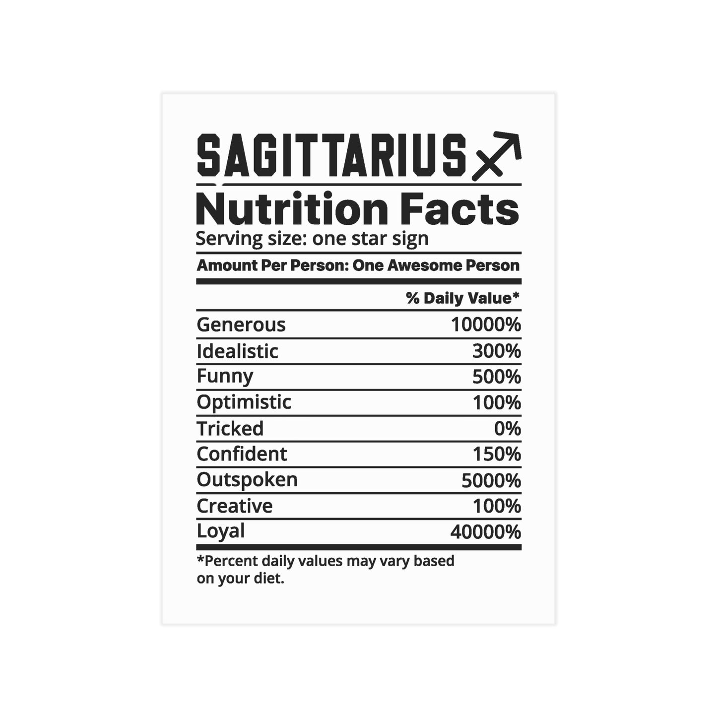 Sagittarius Nutrition Unframed Prints - white