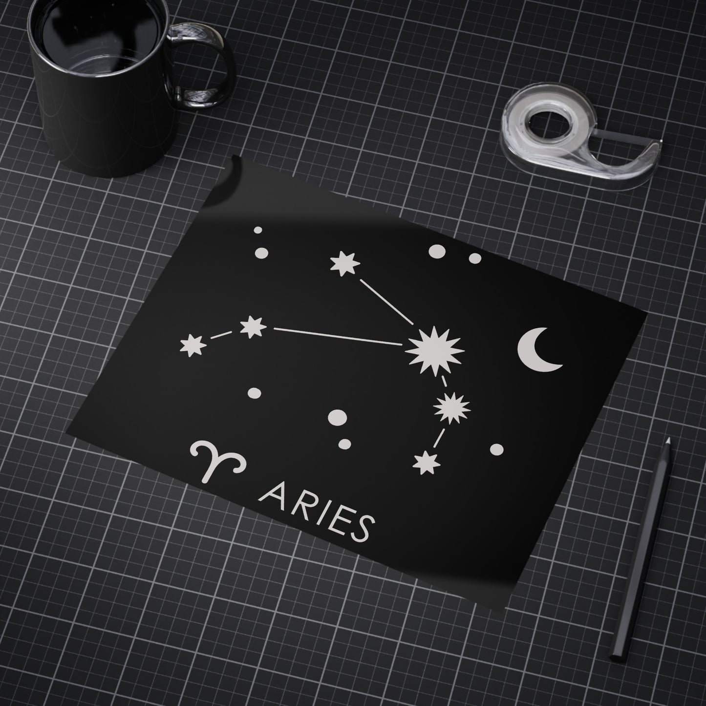 Aries Starmap Unframed Prints - black