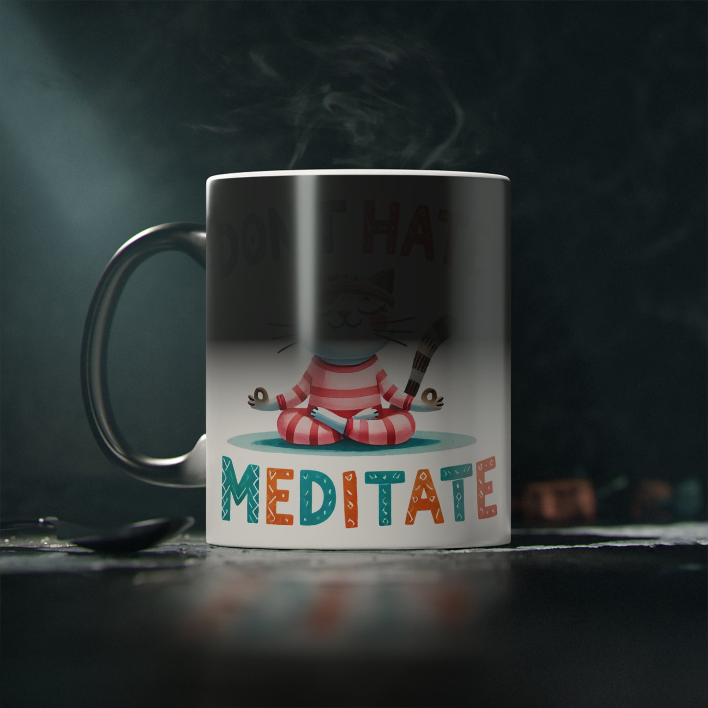 Don't Hate Meditate Magic Mug - Color Changing Heat Sensitive Cup for Relaxation and Meditation