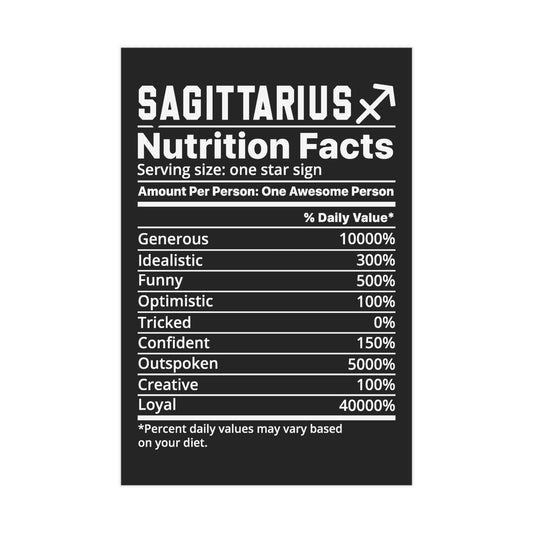 Sagittarius Nutrition Unframed Prints - black