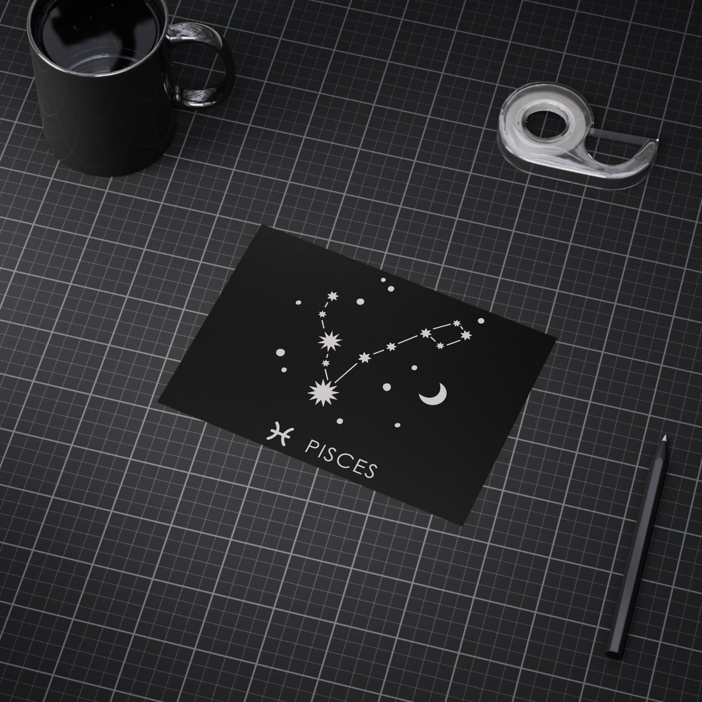 Pisces Starmap Unframed Prints - black