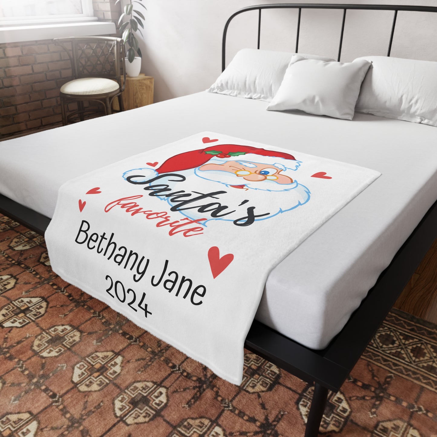 Customisable Santa's Favourite Plush Fleece Blanket