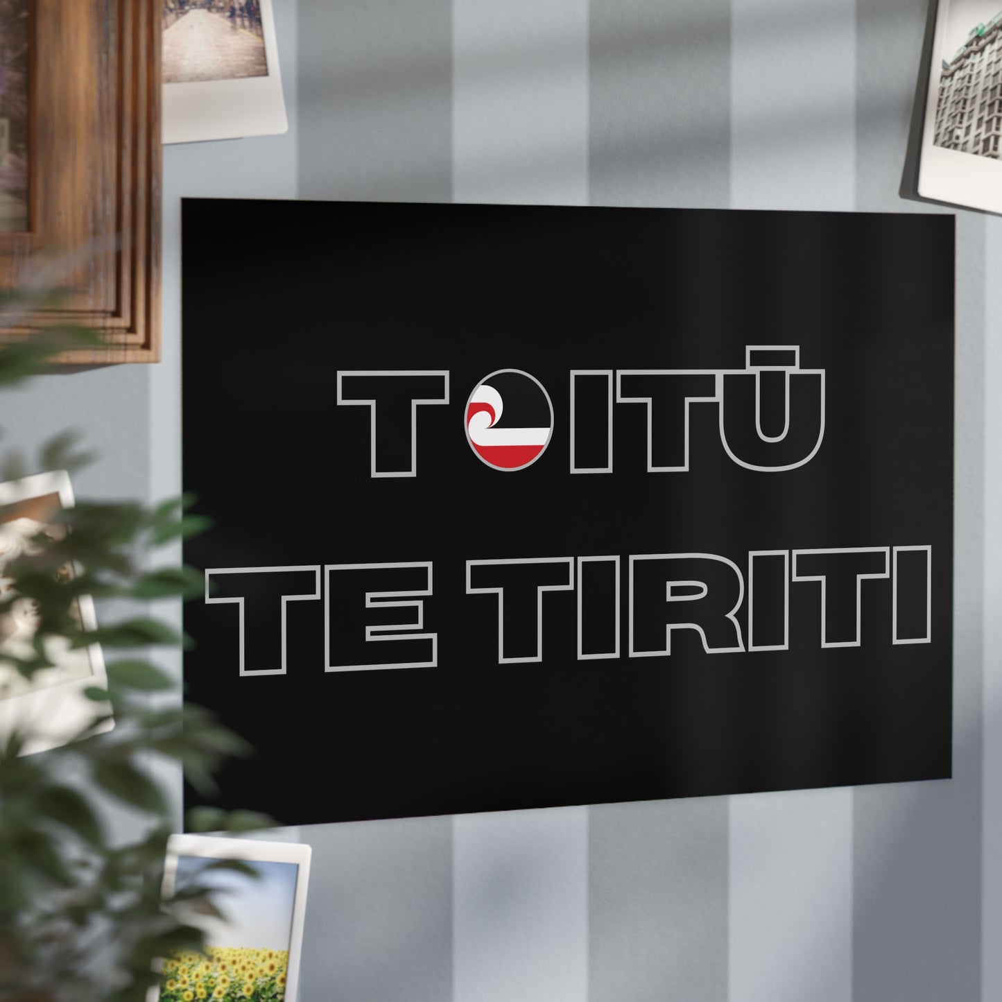 Toitū Te Tiriti Unframed Prints - black