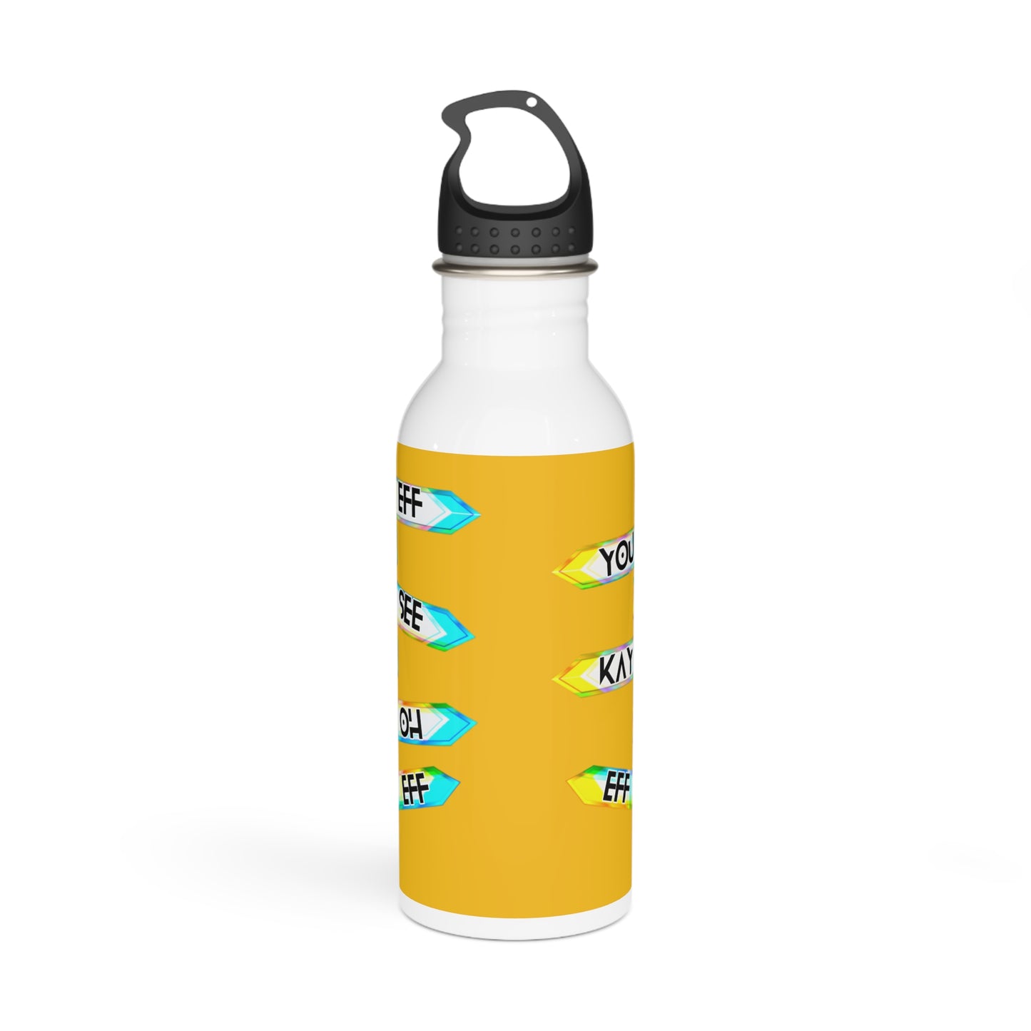 Eff You See Kay Oh Eff Eff Stylish Stainless Steel Water Bottle - Eco-Friendly, Durable, Perfect for On-the-Go - Yellow