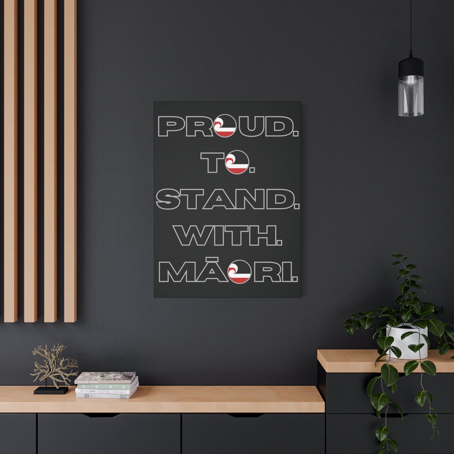 Proud. To. Stand. With. Māori. Classic Canvas - Black