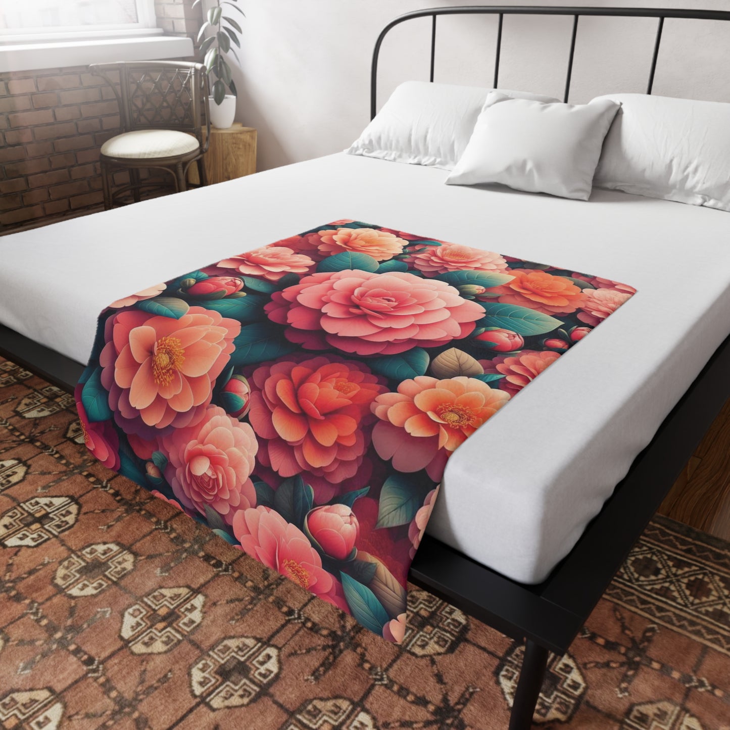 Camelias #2 Plush Fleece Blanket