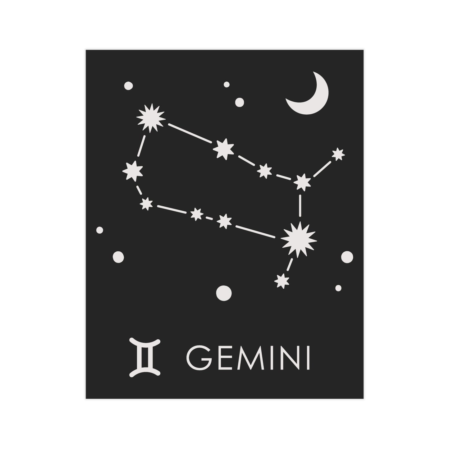 Gemini Starmap Unframed Prints - black