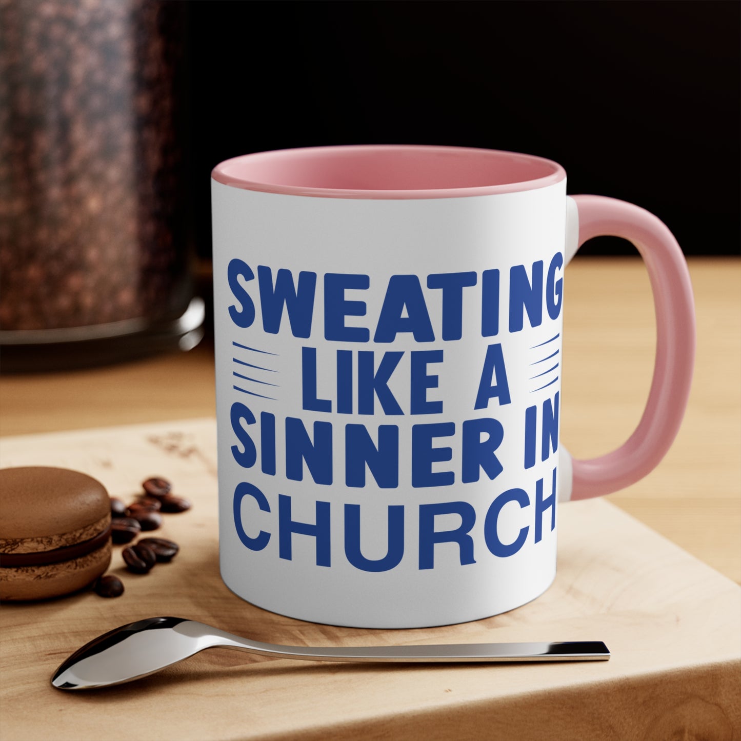 Sweating Like a Sinner in Church Workout Colorful Accent Mug 11oz - For Gym Fitness Enthusiasts