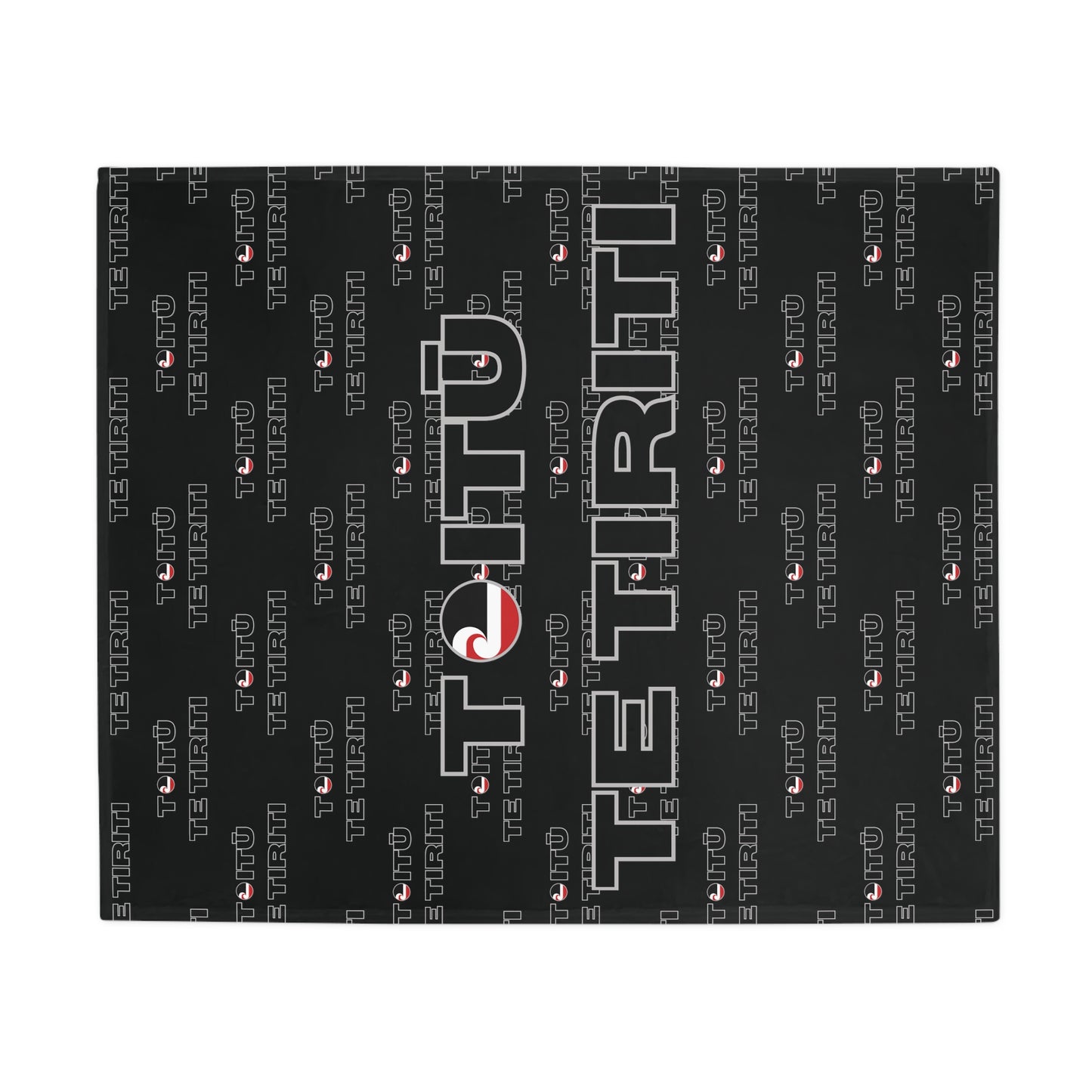 Toitū Te Tiriti - Black Plush Fleece Blanket