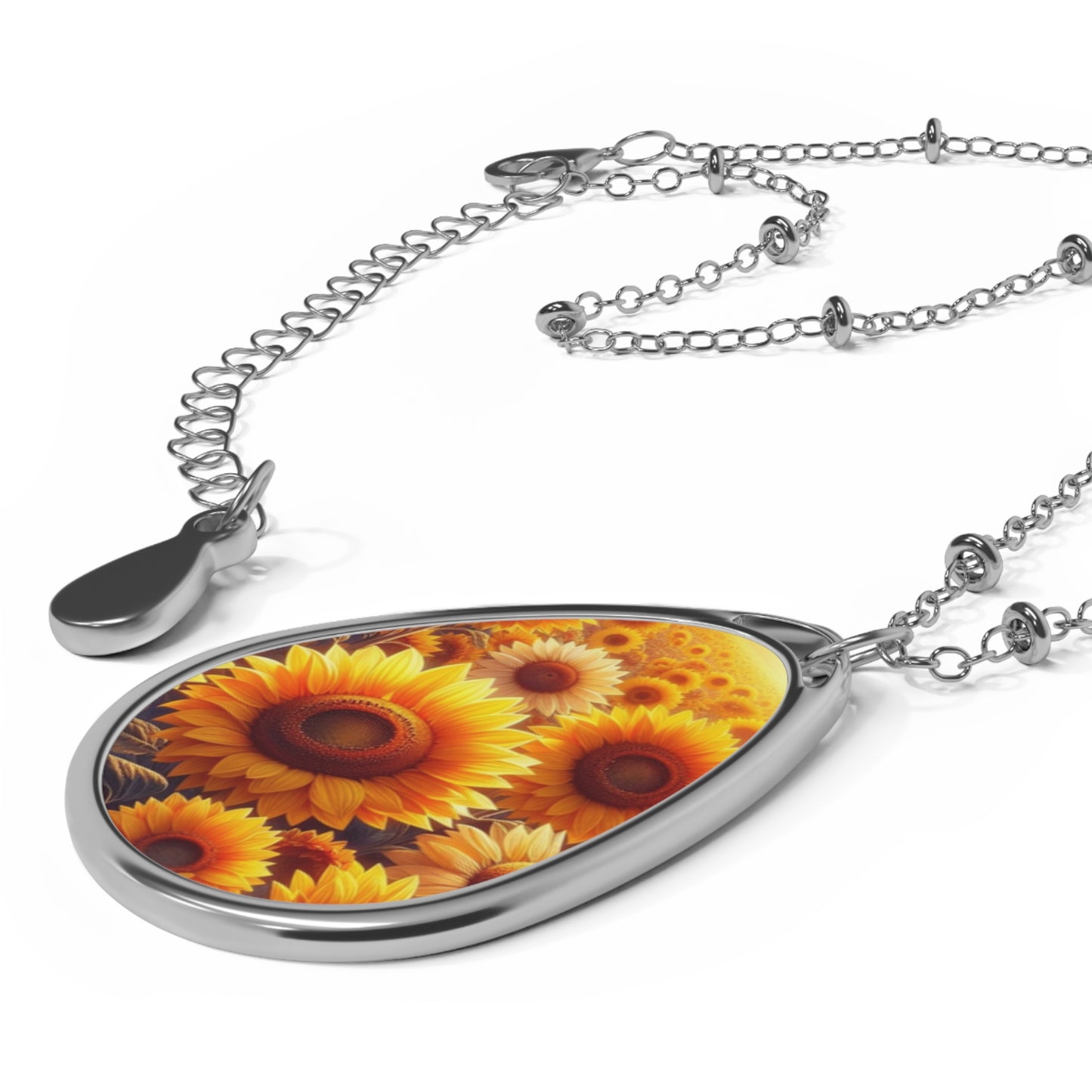 Sunflowers Oval Necklace