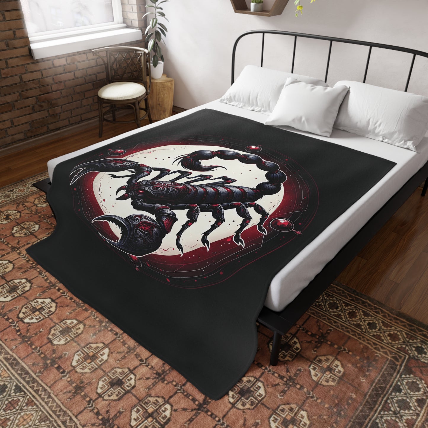 Gothic Scorpio Plush Fleece Blanket - black