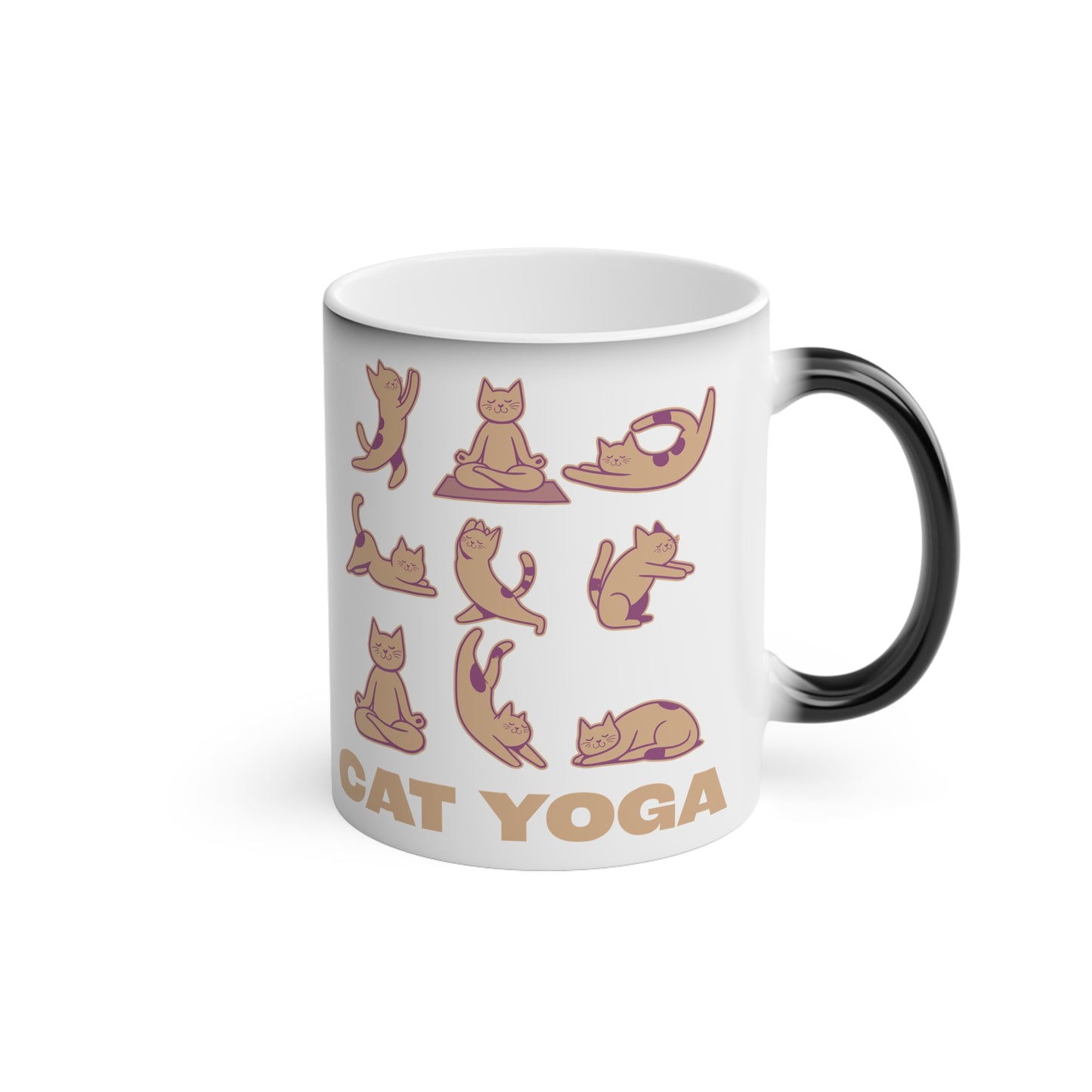 Cat Yoga Magic Mug - Color Changing Heat Sensitive Cup for Relaxation and Meditation