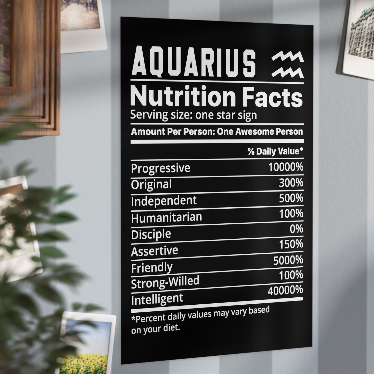 Aquarius Nutrition Unframed Prints - black