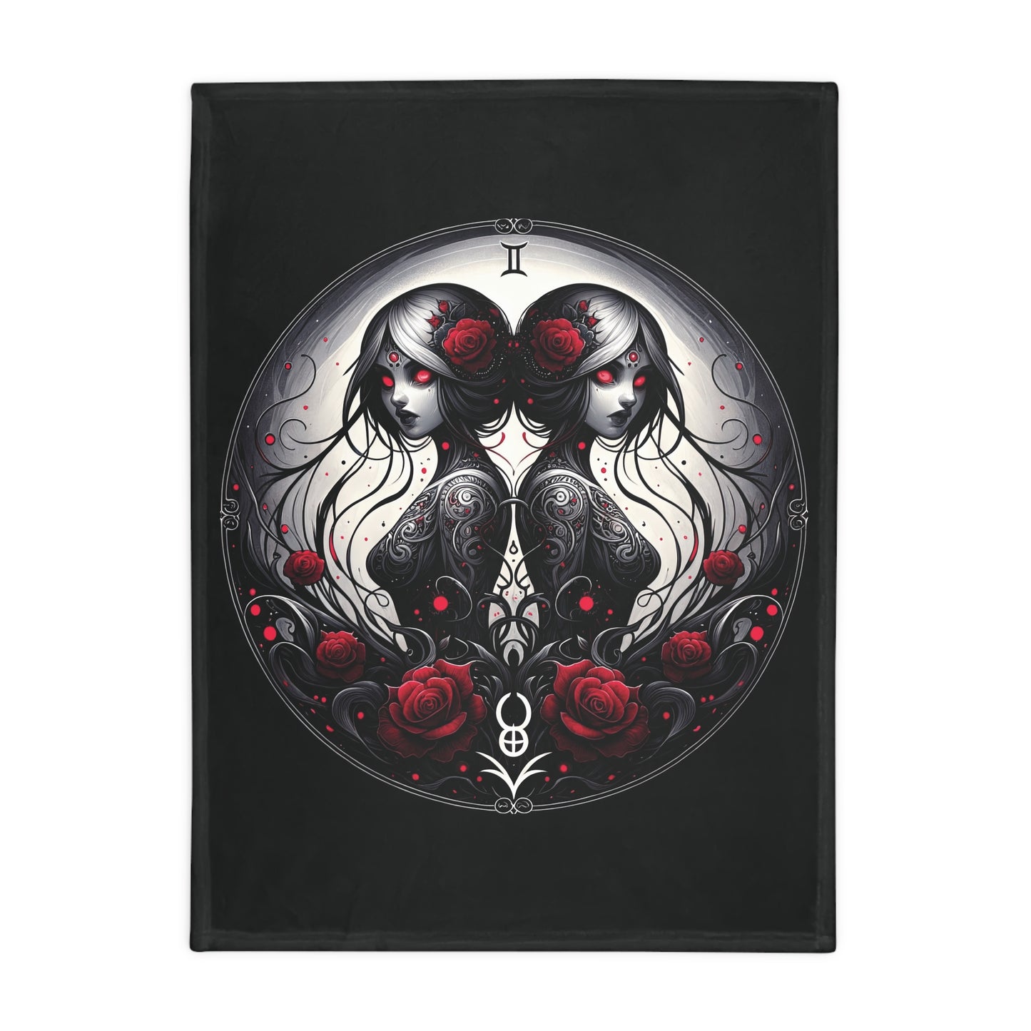 Gothic Gemini Plush Fleece Blanket - black