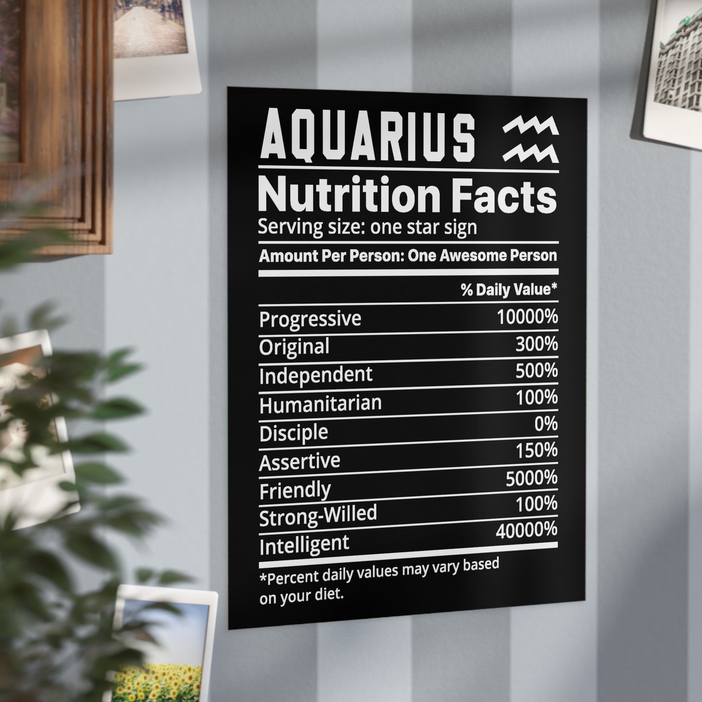 Aquarius Nutrition Unframed Prints - black