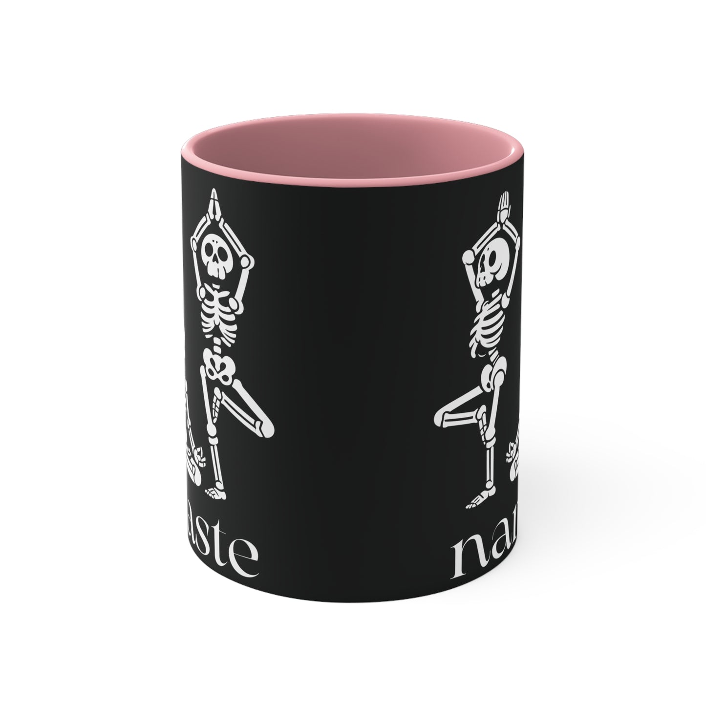 Namaste Skeletons Color Accent Mug 11oz - Zen Meditation Gift