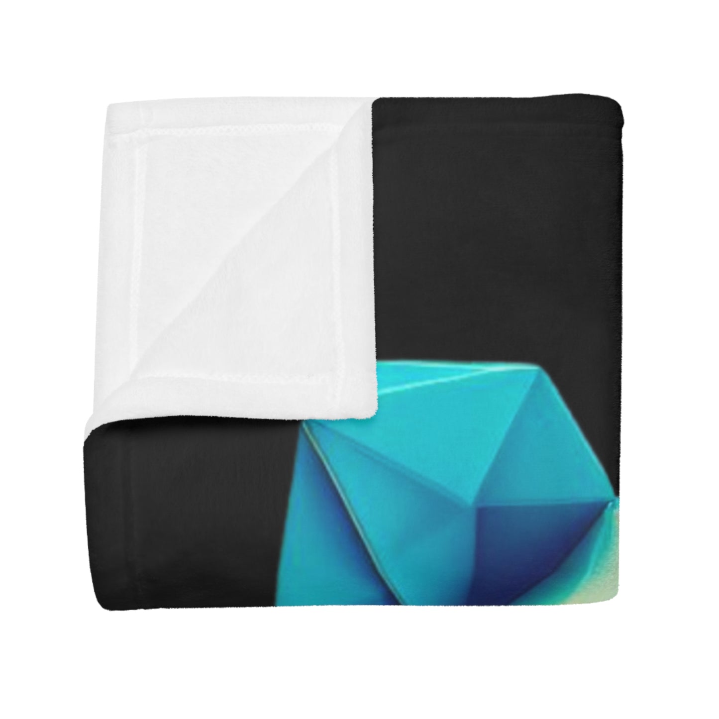 Origami Neon Teddy Plush Fleece Blanket - Black