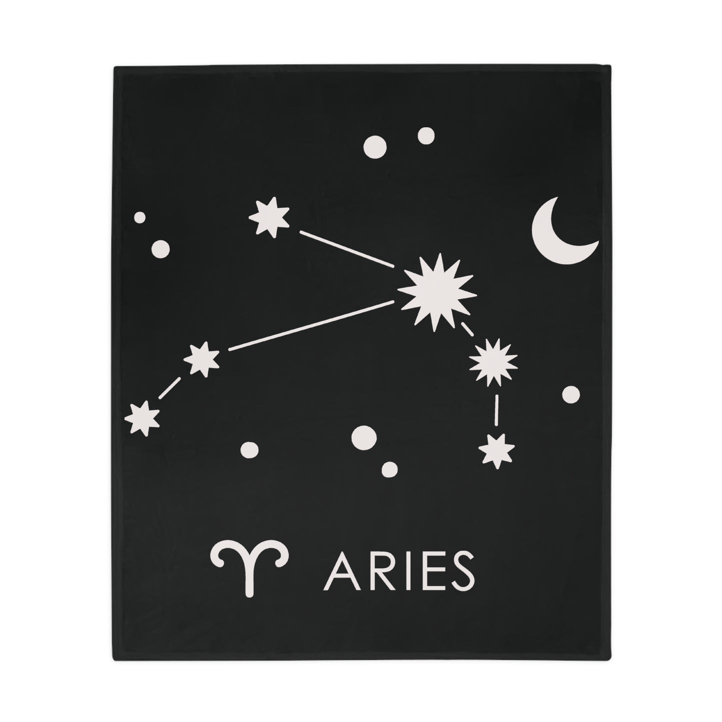 Aries Star Map Plush Fleece Blanket - black