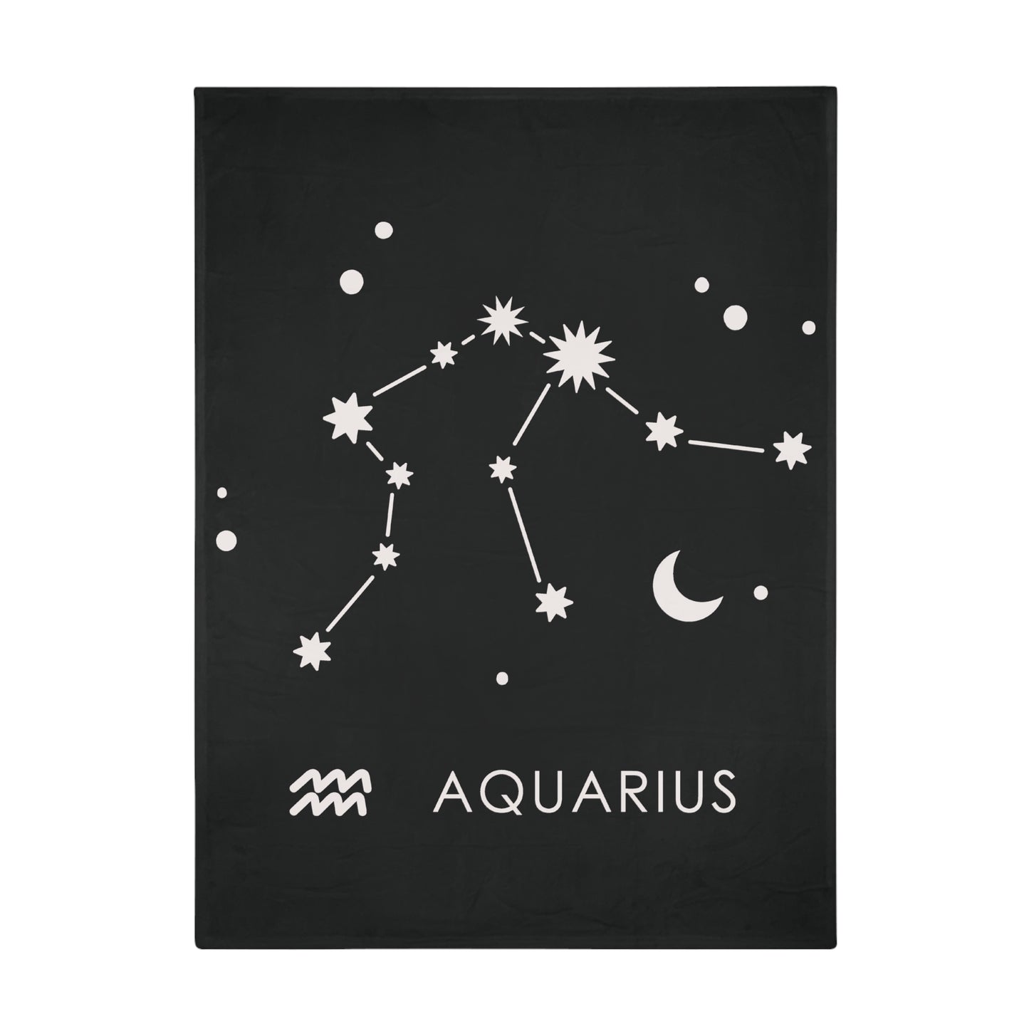 Aquarius Star Map Plush Fleece Blanket - black