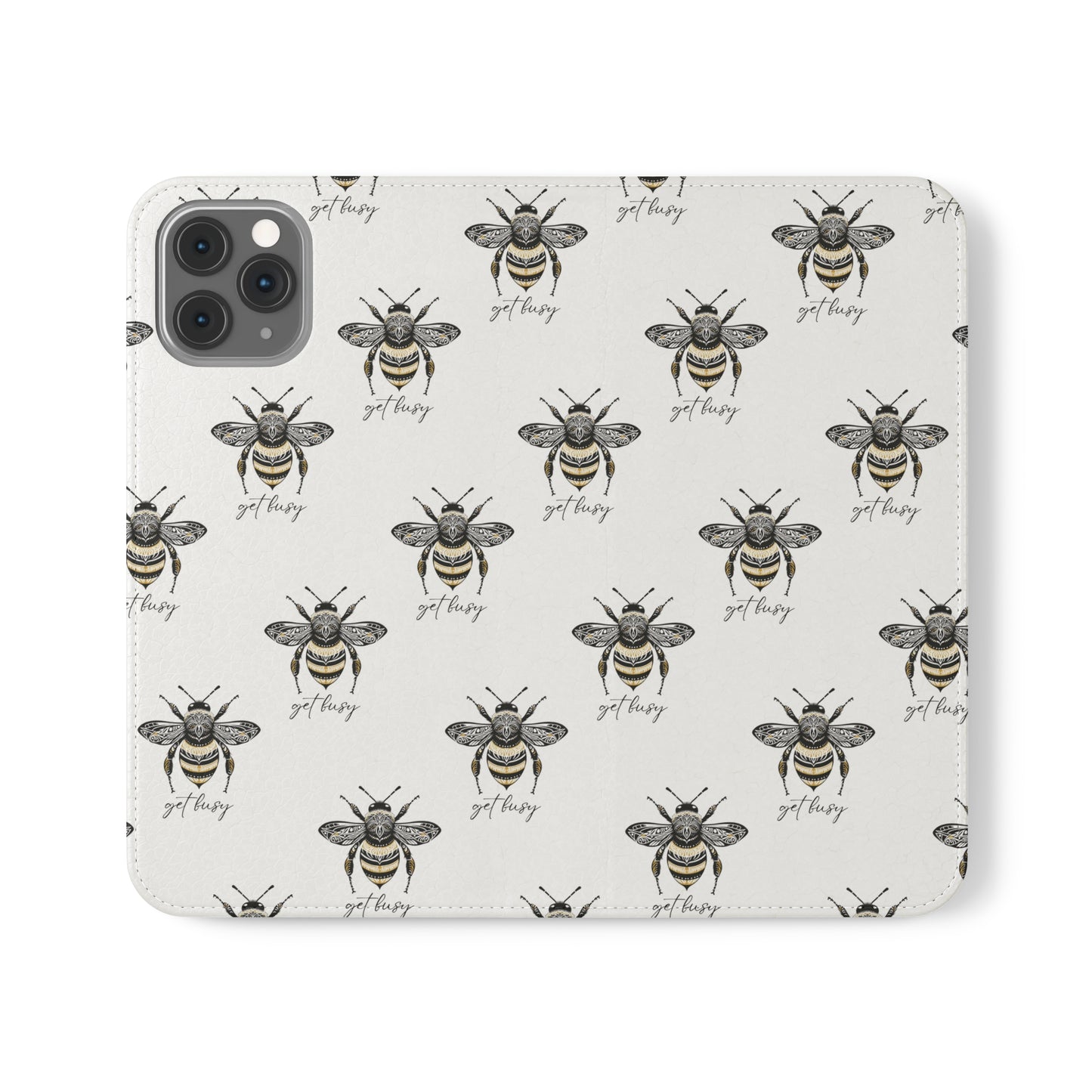 Get Busy Bee Flip Cases for iPhone/Samsung - white