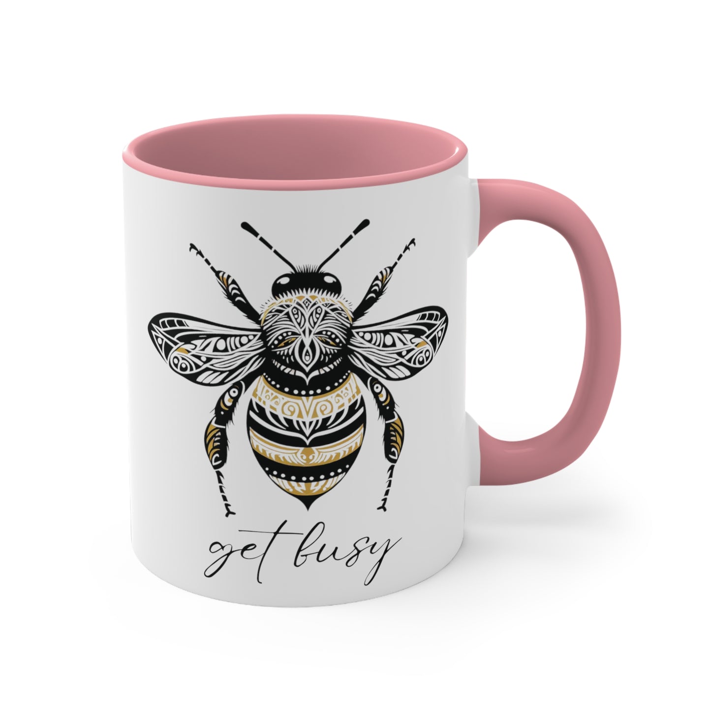 Get Busy Bee Colorful Accent Mugs, 11oz (330 ml)