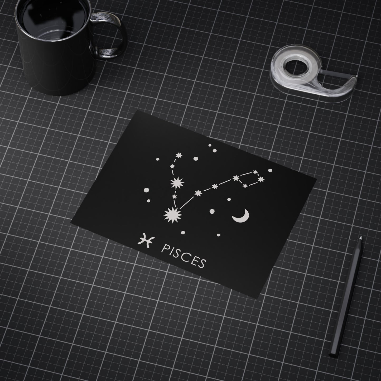 Pisces Starmap Unframed Prints - black