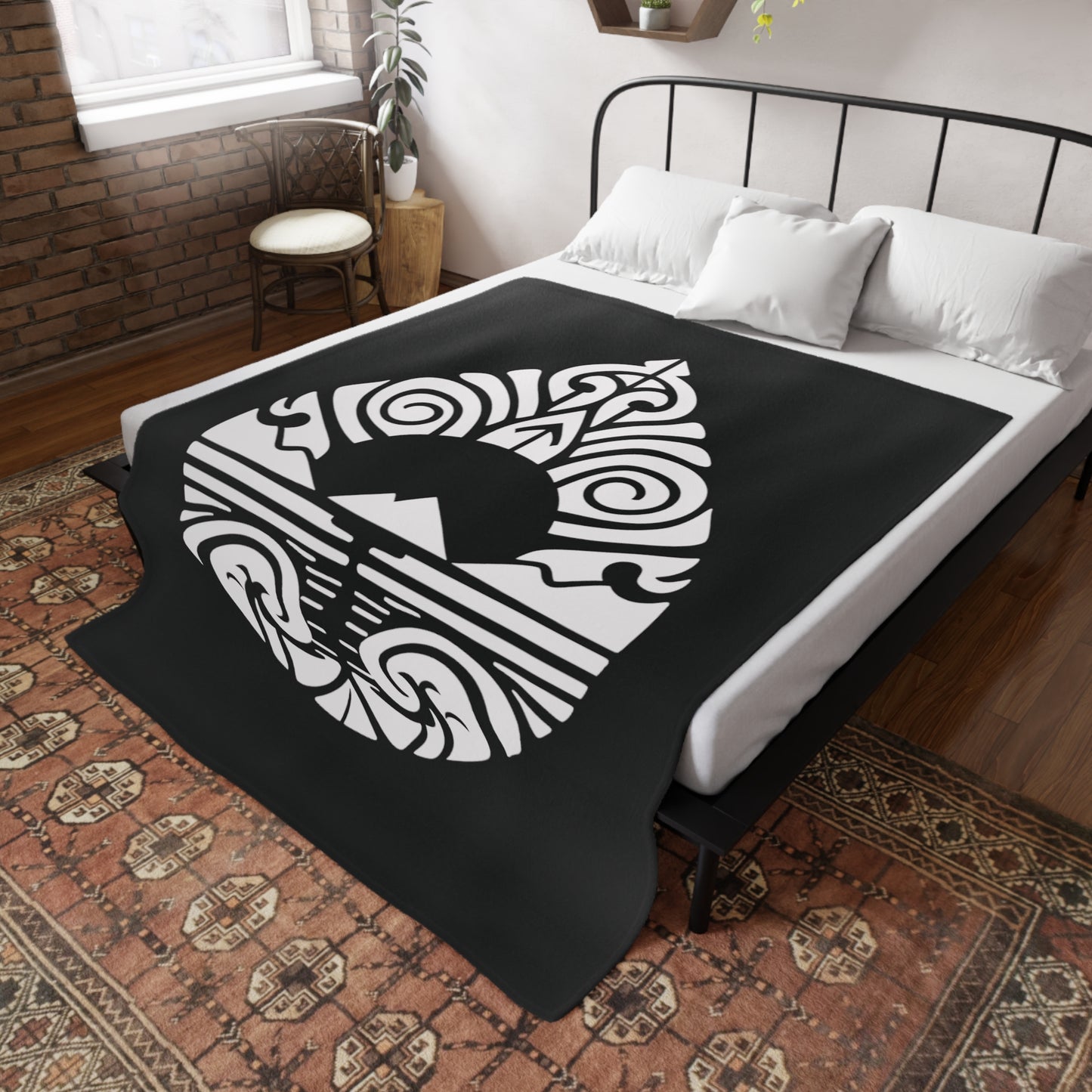 Teardrop Mountain - Black Plush Fleece Blanket