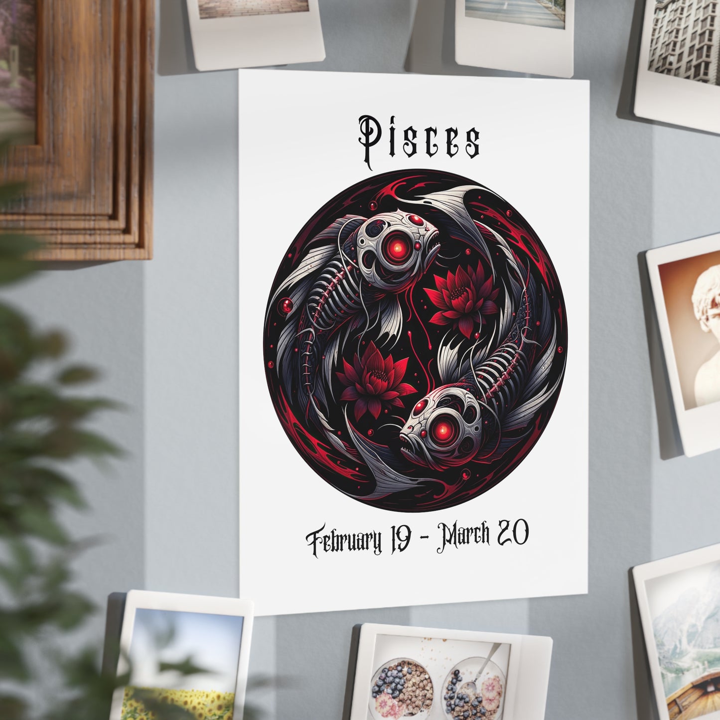 Gothic Pisces Unframed Prints - white