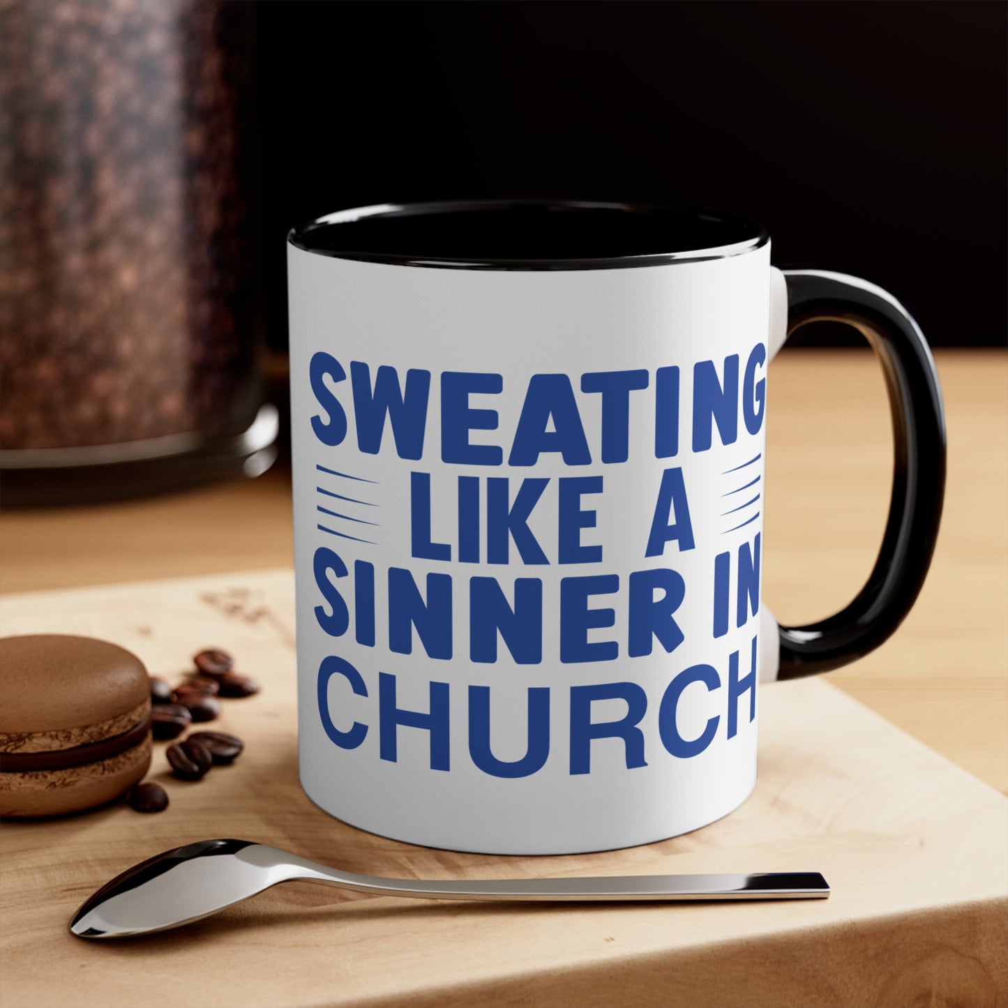 Sweating Like a Sinner in Church Workout Colorful Accent Mug 11oz - For Gym Fitness Enthusiasts