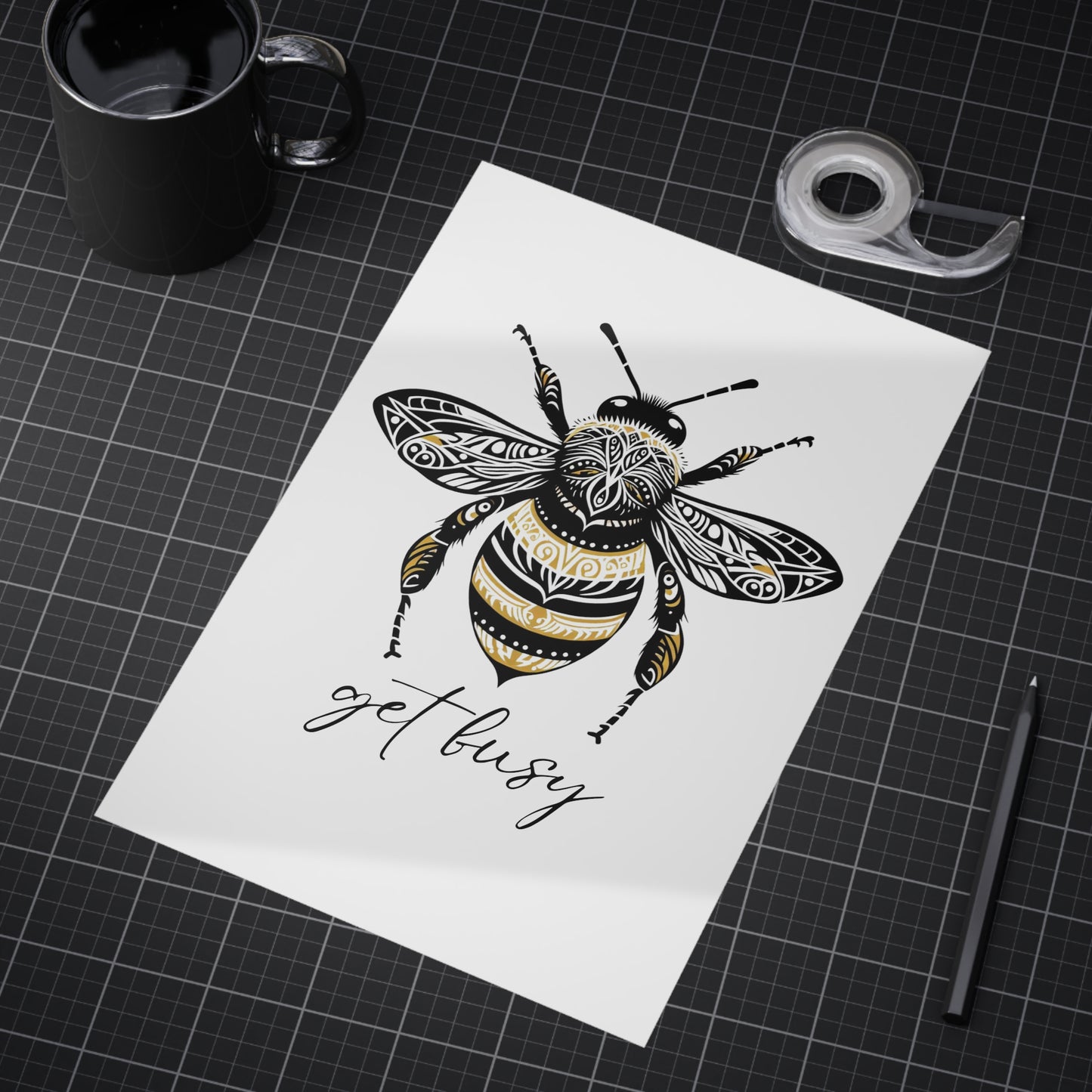 Get Busy Bee Unframed Prints - white