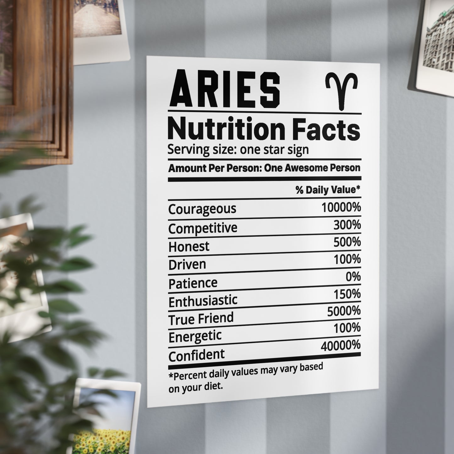 Aries Nutrition Unframed Prints - white