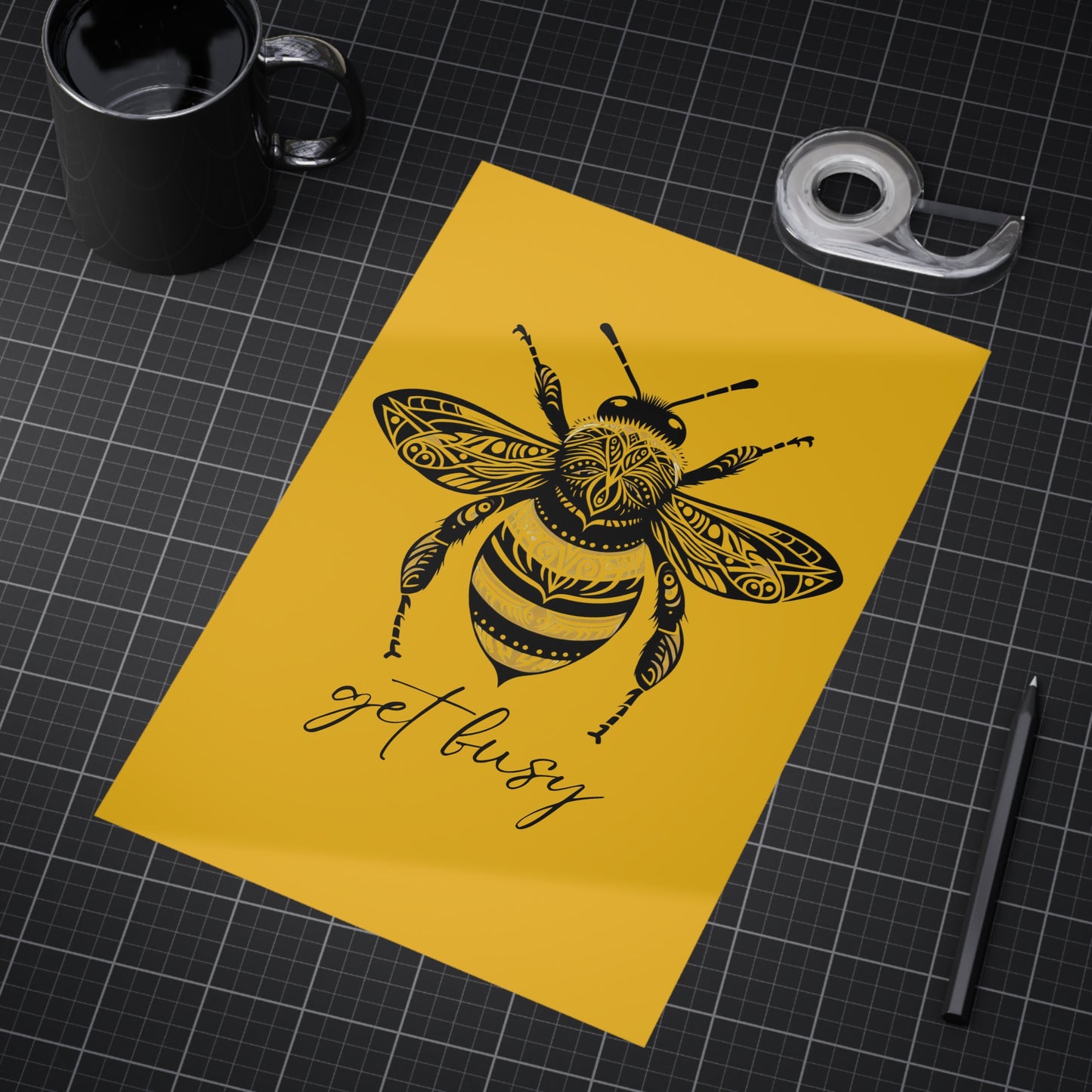 Get Busy Bee Unframed Prints - yellow