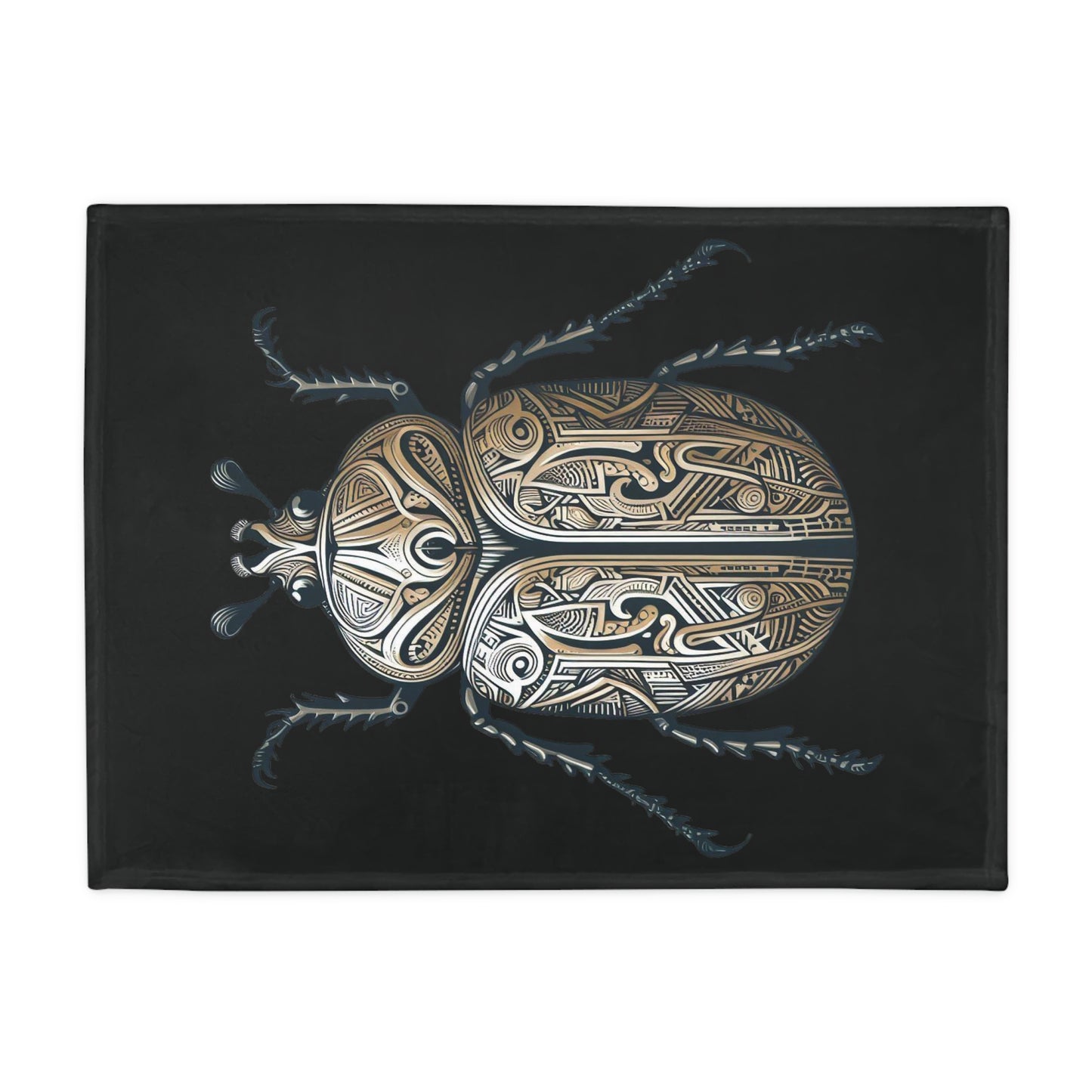 Carved Beetle - Black Plush Fleece Blanket