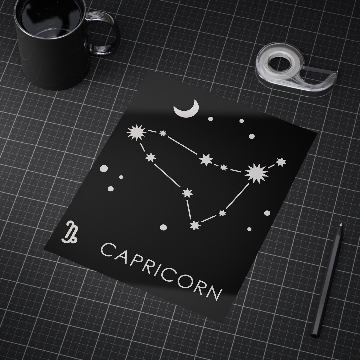 Capricorn Starmap Unframed Prints - black