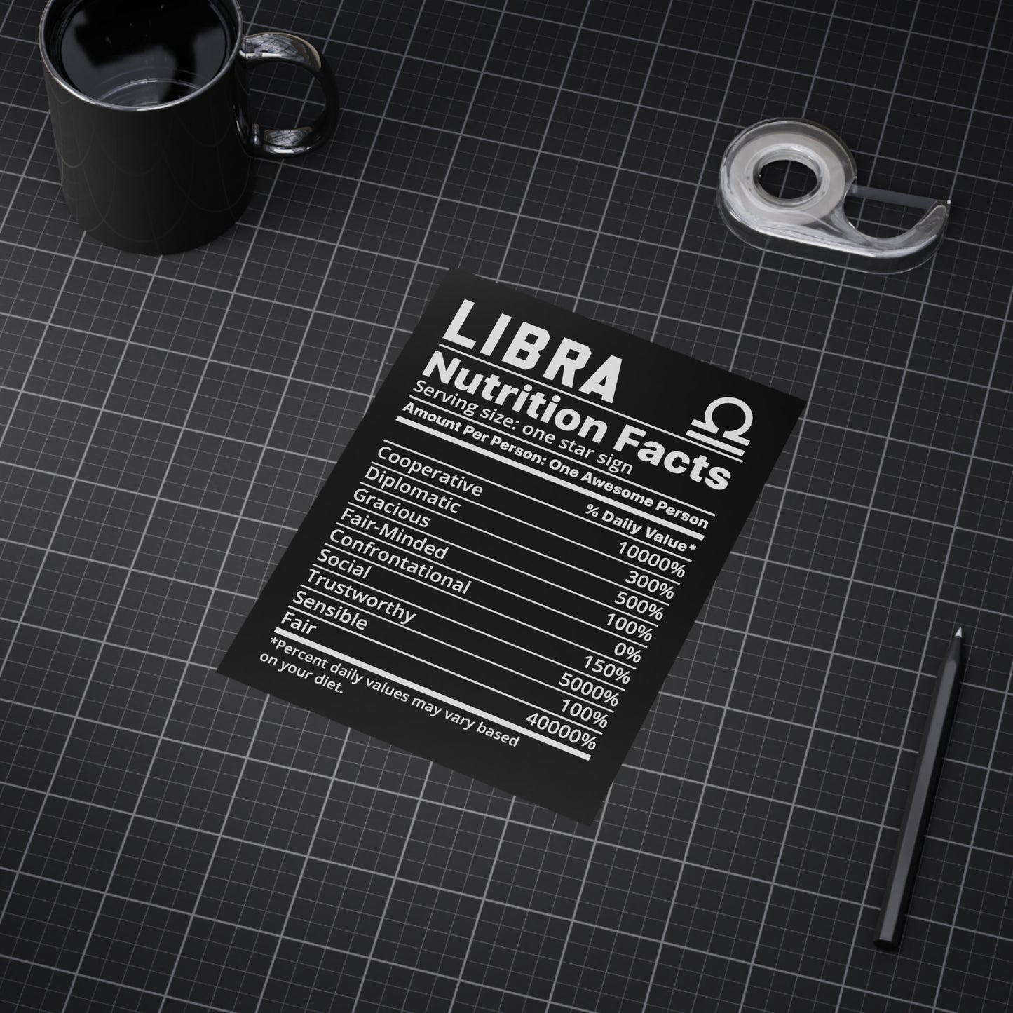 Libra Nutrition Unframed Prints - black