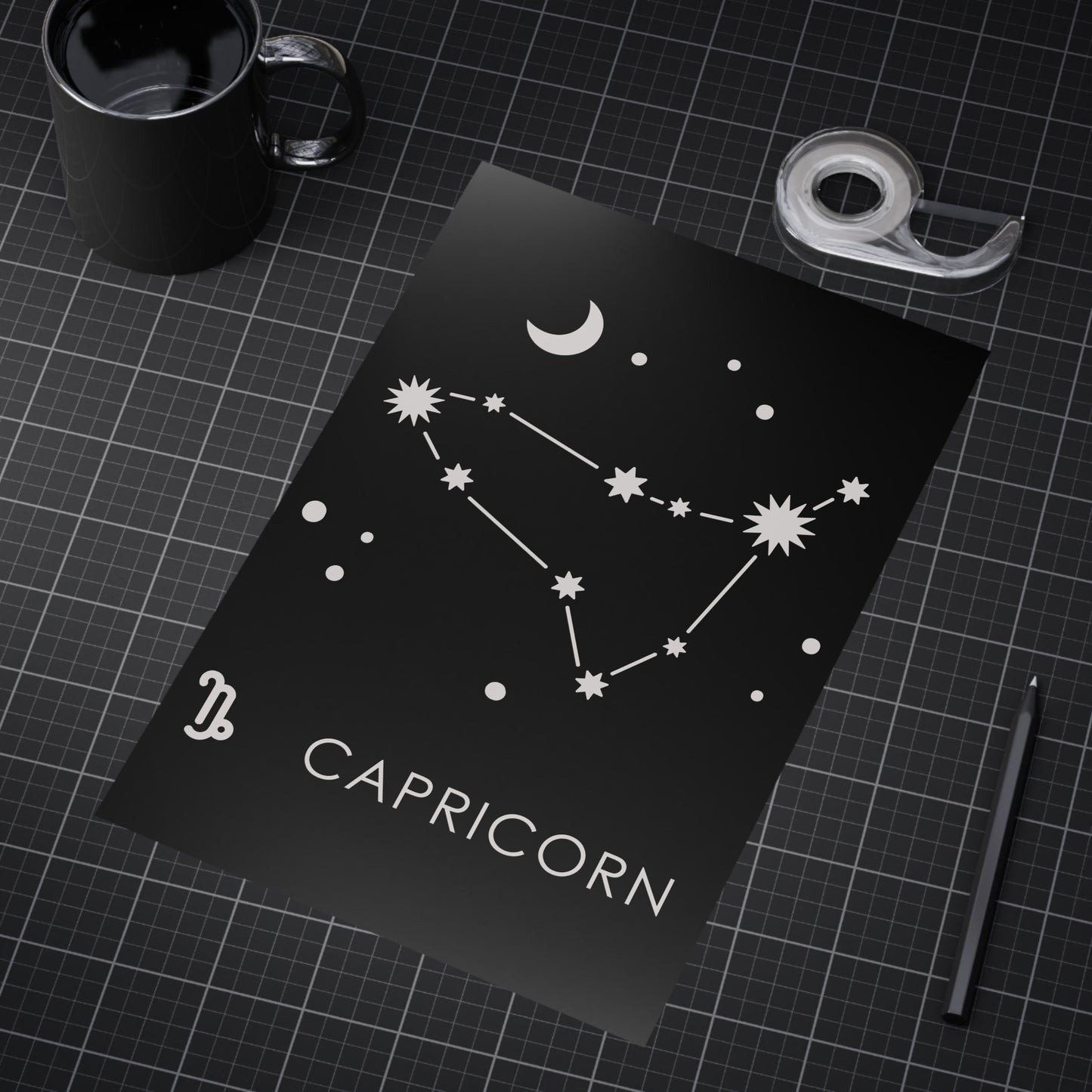 Capricorn Starmap Unframed Prints - black