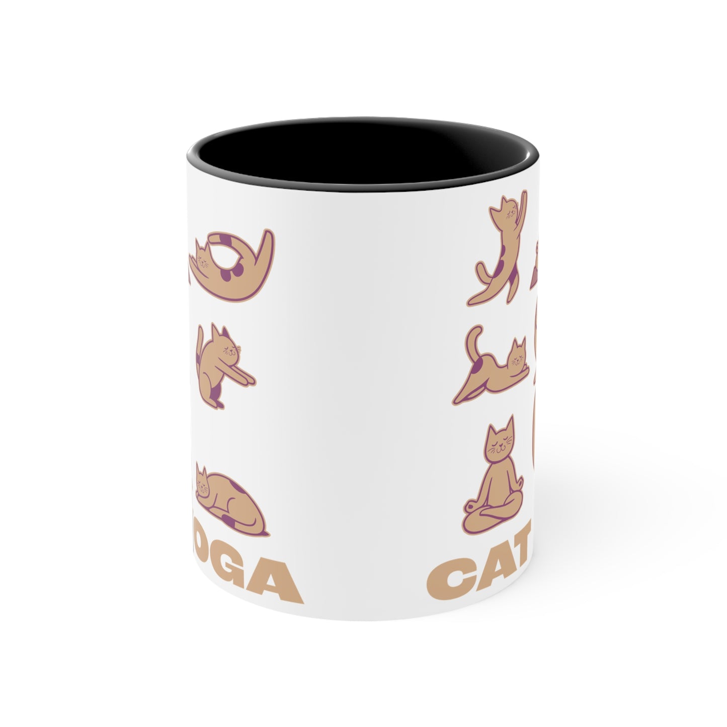 Cat Yoga Color Accent Mug 11oz - Zen Meditation Gift