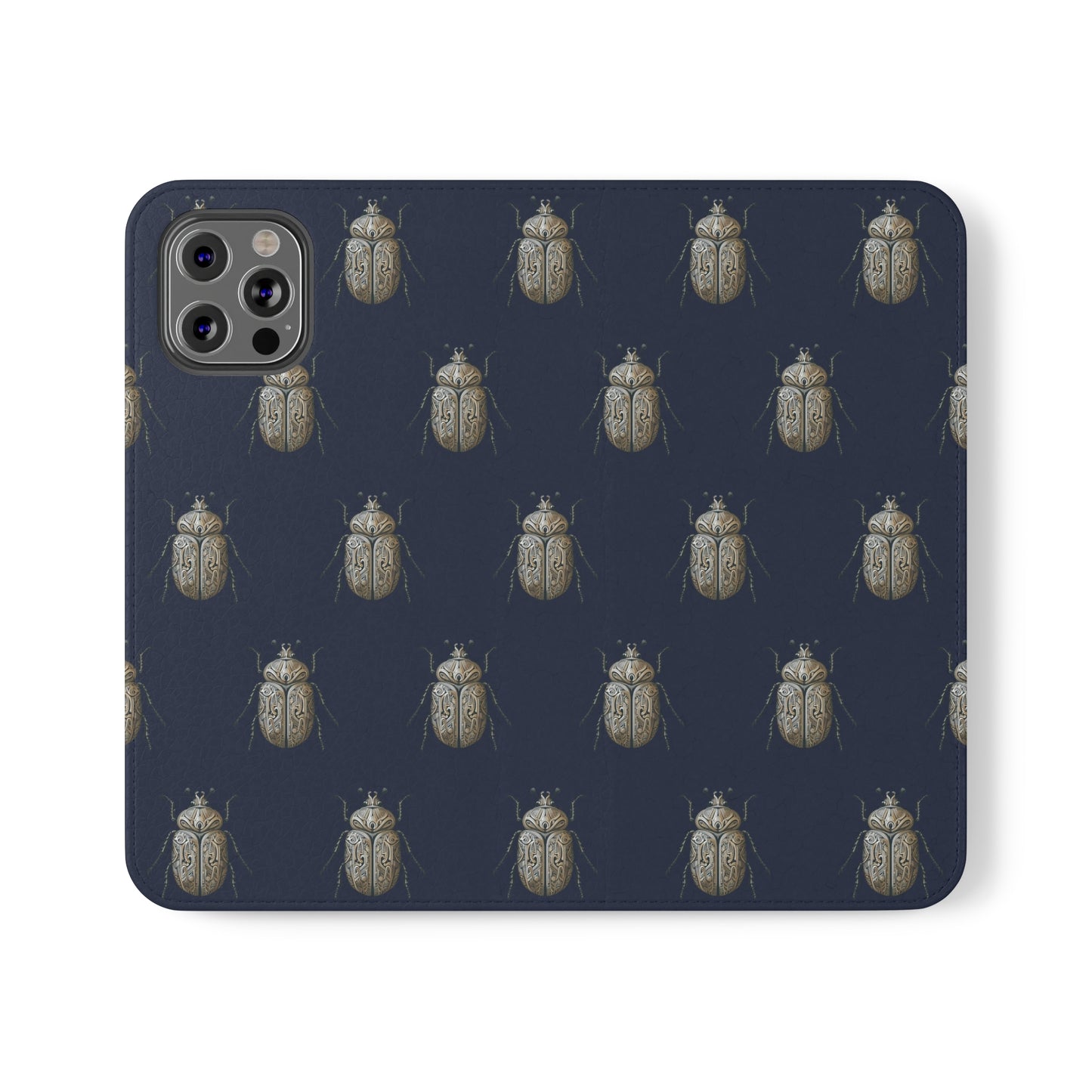 Carved Beetle Flip Cases for iPhone/Samsung - navy