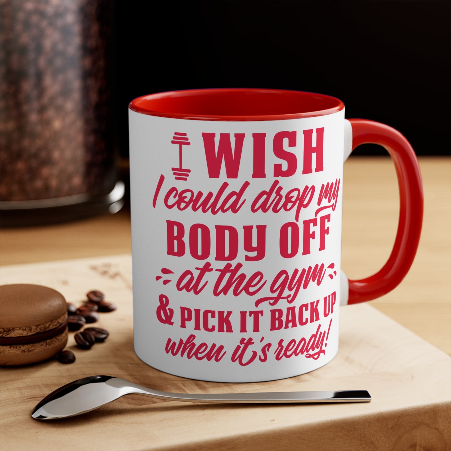 I Wish... Workout Colorful Accent Mug 11oz - For Gym Fitness Enthusiasts