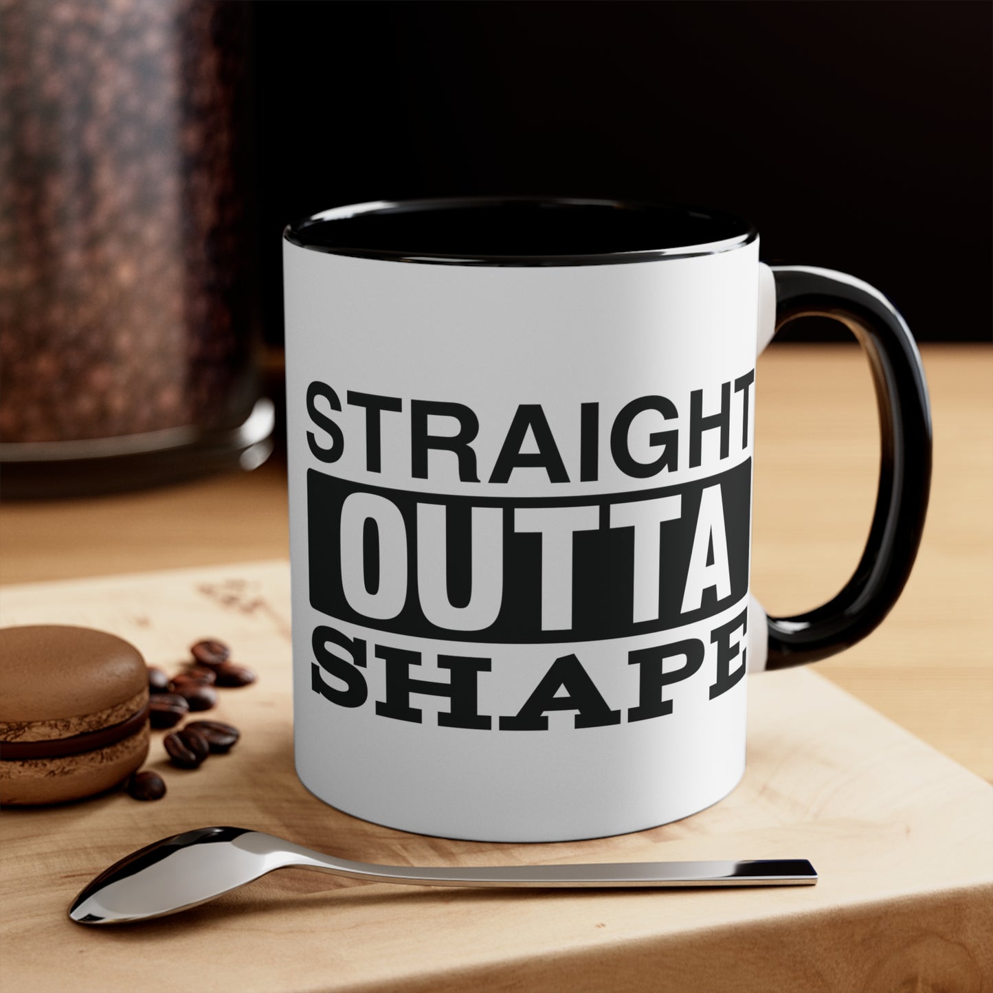 Straight Outta Shape Workout Colorful Accent Mug 11oz - For Gym Fitness Enthusiasts