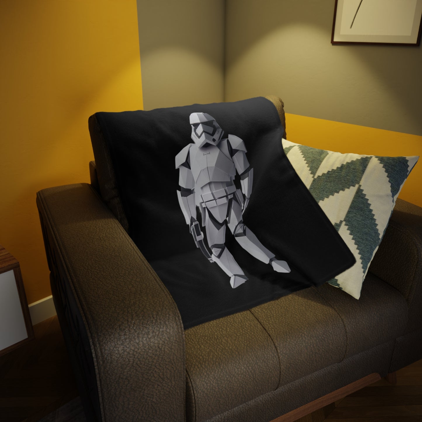 Origami Storm Trooper Plush Fleece Blanket - Black