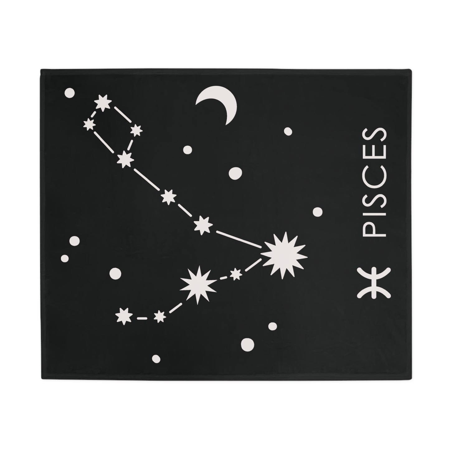 Pisces Star Map Plush Fleece Blanket - black