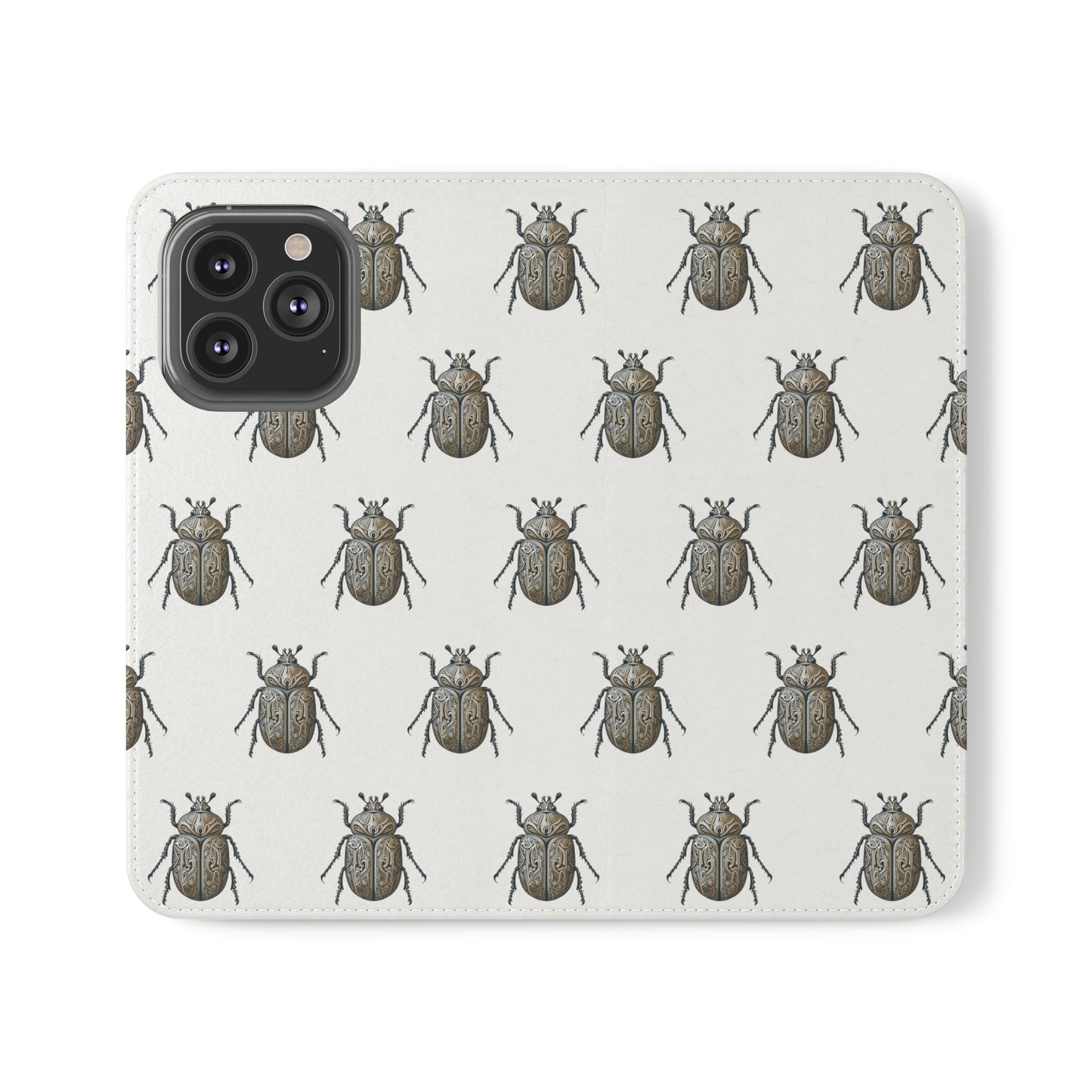 Carved Beetle Flip Cases for iPhone/Samsung - white