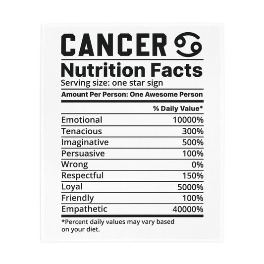 Cancer Nutrition Plush Fleece Blanket - white