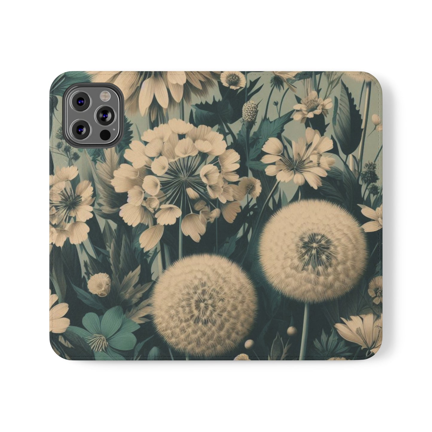 Blue & Cream Flowers Flip Cases iPhone/Samsung